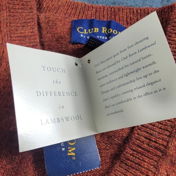 Club Room Mens XL Orange Pullover Sweater Lambs Wool Long Sleeve Warm Casual - Picture 5 of 11